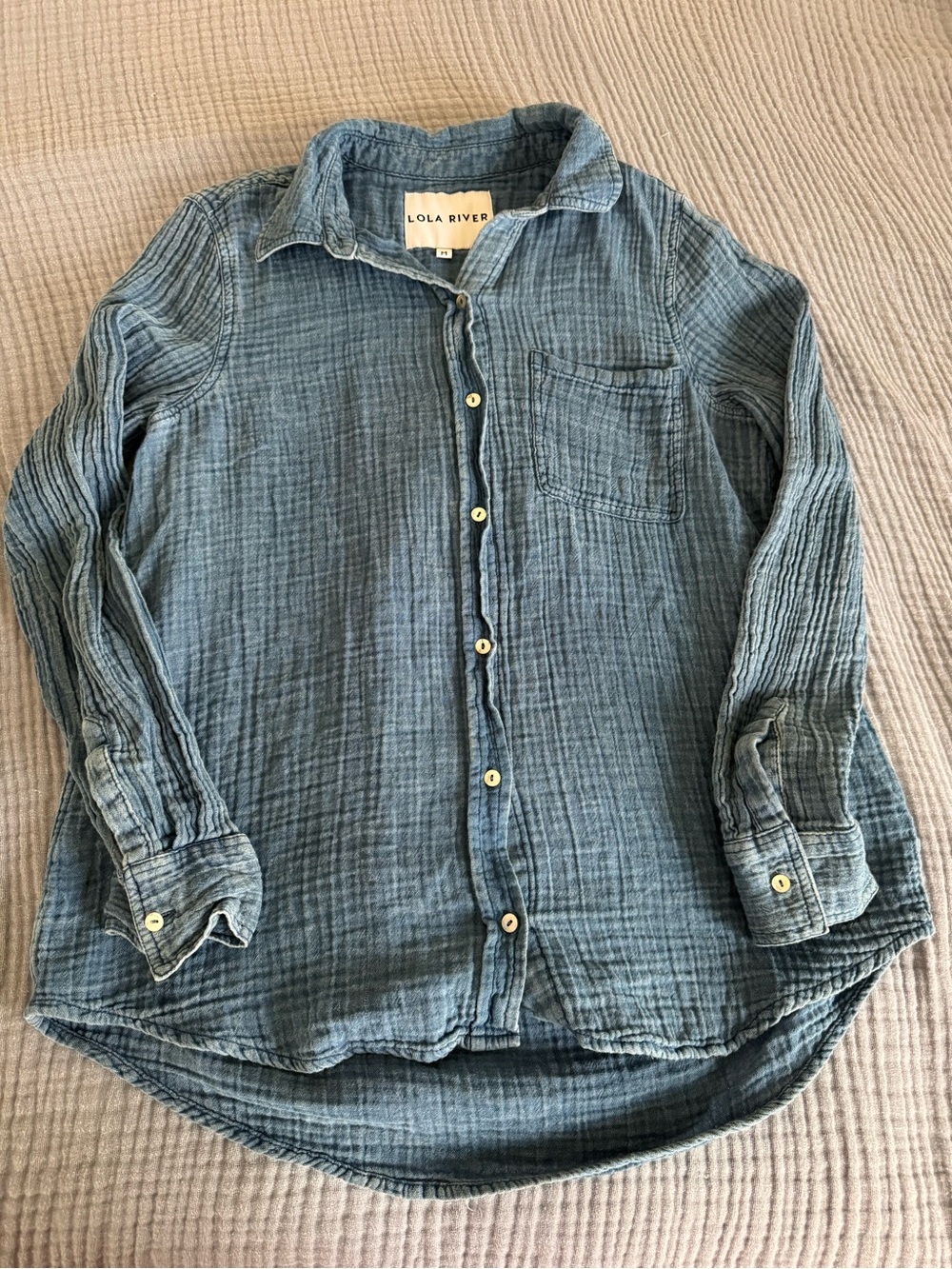 Lola River Blue Button-Down Gauze Shirt
